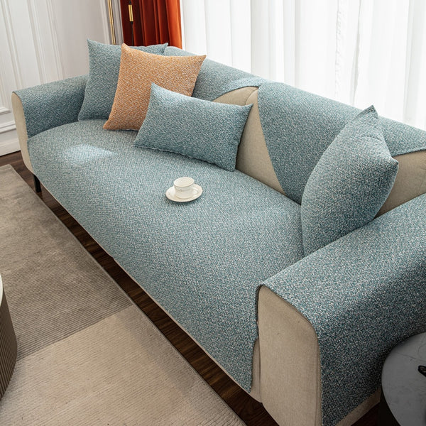 Four seasons breathable linen living room sofa cover