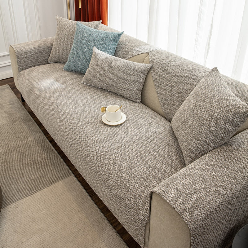 Funda de sofá de salón de lino transpirable para las cuatro estaciones